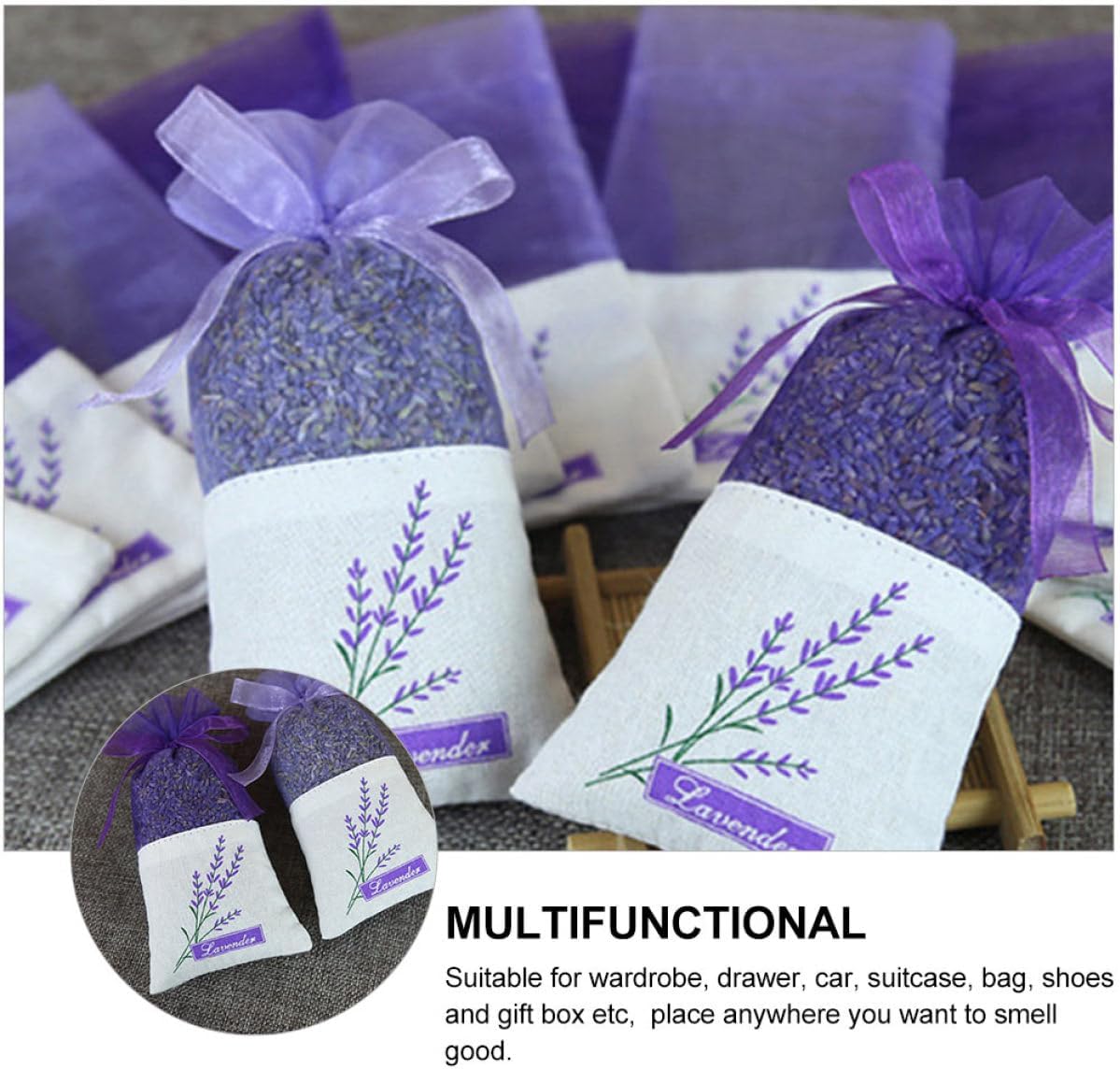 MAGICLULU Lavender Scented Sachet Bags 22pcs Light Purple Organza Fragrance Pouches for Home Closet Air Freshener Drawstring Bags