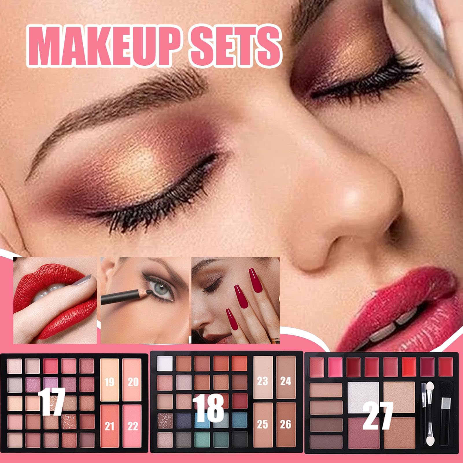 Kit di Trucco per Principianti Set Di Palette Per Ombretti | Multifunzionale Mascara Rossetto E Per Sopracciglia Per Donne Ragazze Adolescenti E Amanti Del Trucco