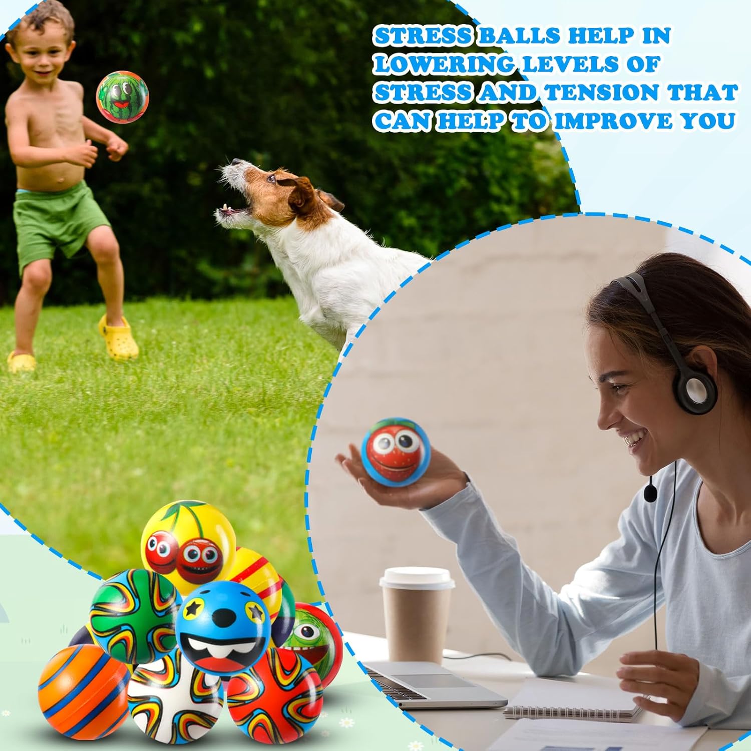 Yunsailing 108 Pcs Mini Stress Balls Bulk 2.4'' Sensory Fidget Ball Treasure Box Prizes Soft Assorted Stress Relief Toys for Hand Wrist Finger Exercise Adult Teen Party Favor Classroom - Image 6