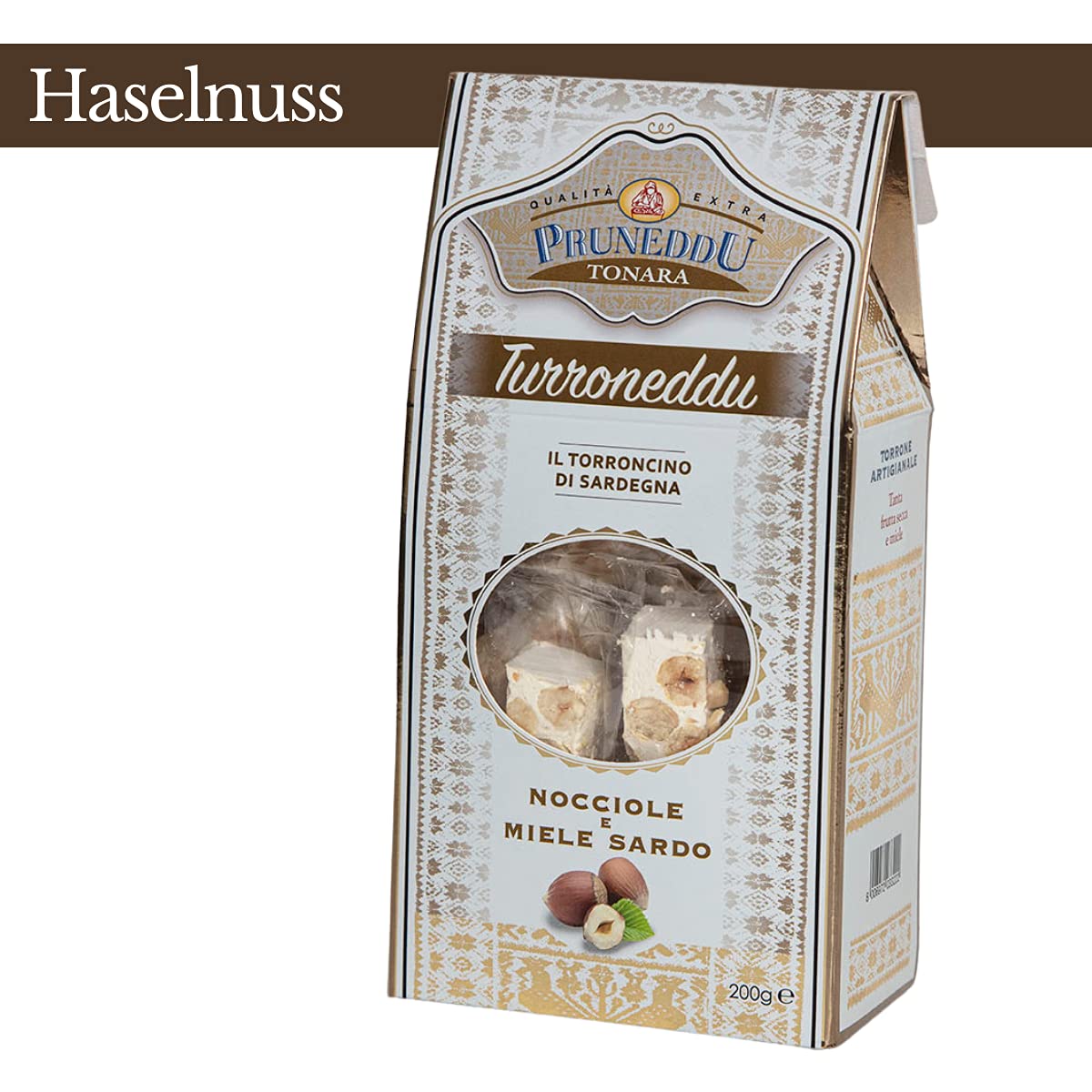 LA VELA Genusswelten Geschenk-Set "Torroncini aus Sardinien", 3 x Torrone Mandel - Haselnuss - Walnuss, handwerklich hergestellt im Familienbetrieb, weißer Nougat mit sardischem Honig