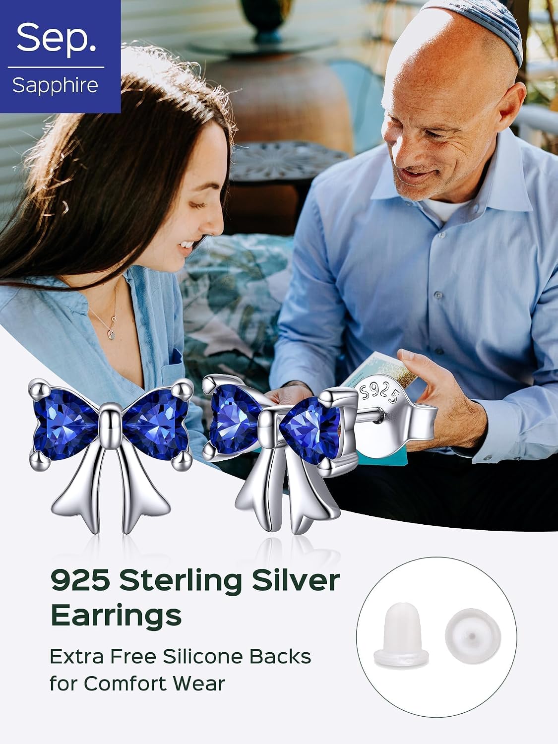 ChicSilver Sterling Silver Bow Earrings for Women Hypoallergenic Cute Earrings Sterling Silver Birthstone Earring with Gift Box