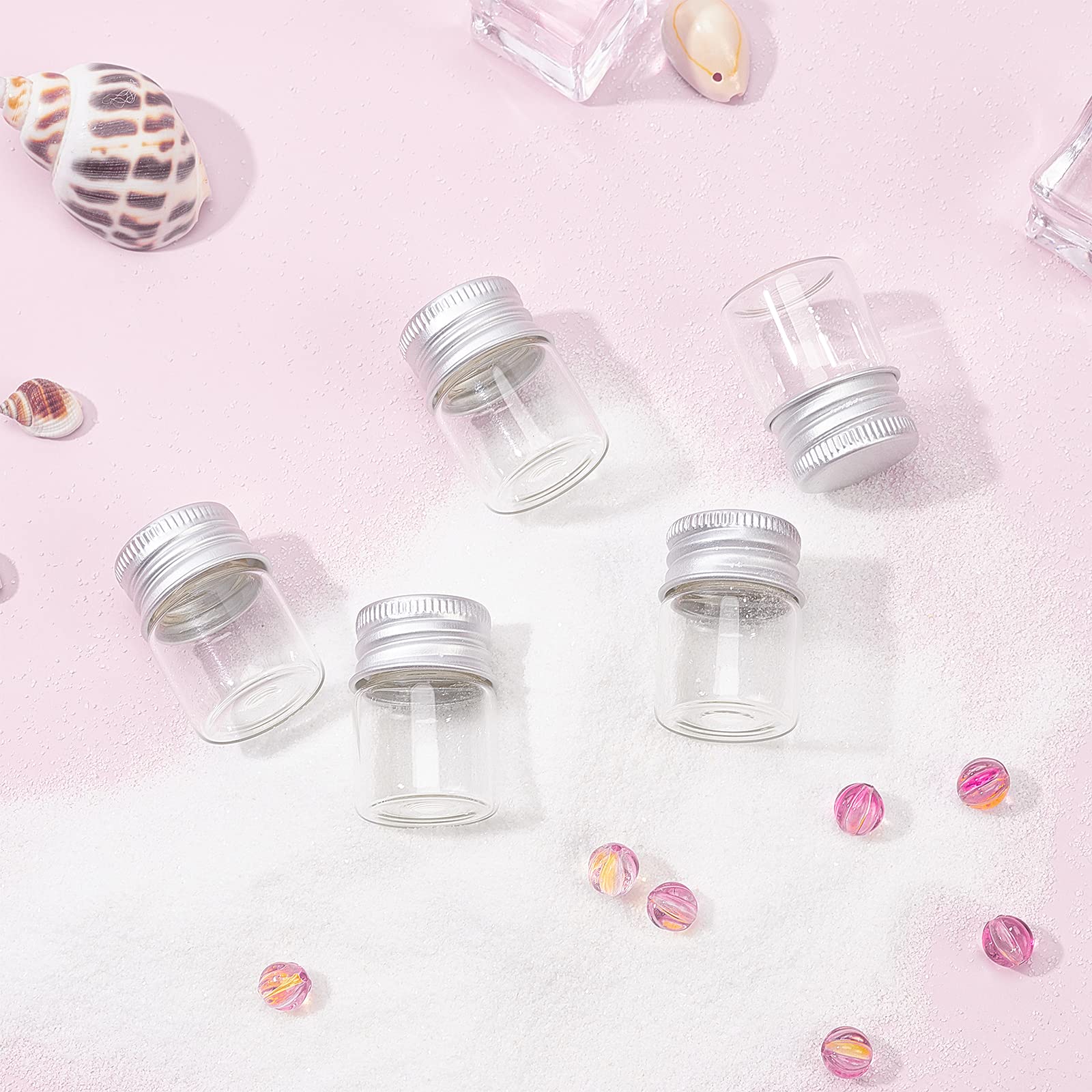 BENECREAT 20 pz Bottiglie di Vetro Sgillate da 5 ml con Tappo A Vite In Alluminio, Flacone Campione Liquido Trasparente per Flacone Messaggio, Bottiglia Dei Desideri