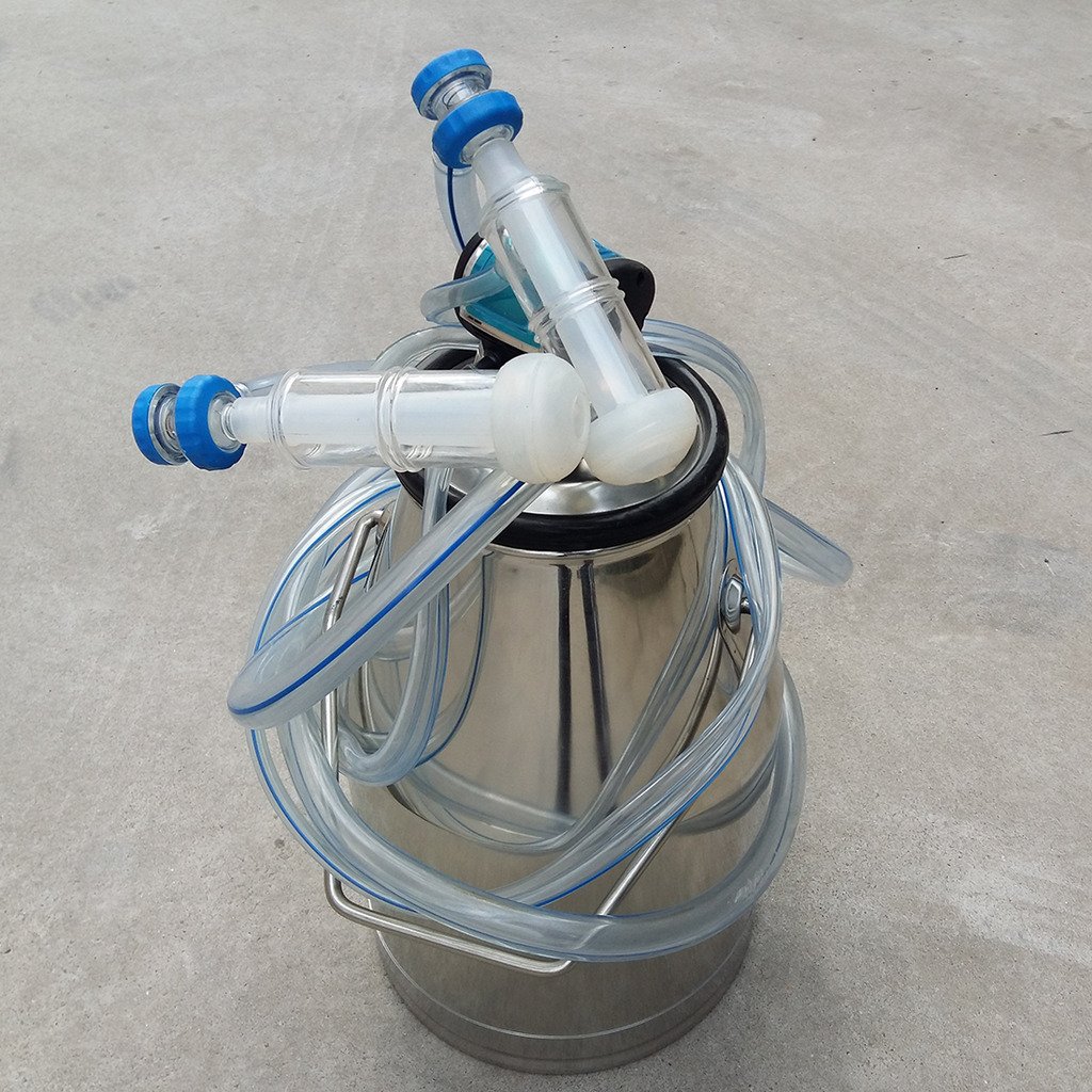 Liquor Agricultural Industrial New Portable Stainless Steel Farm Ewe Dairy Milking Milker Machine Bucket Tank Container Barrel Set Kit Compatible with Many Vacuum Pump 25L