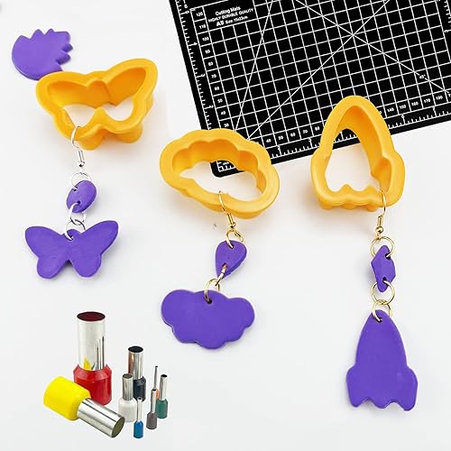 Miniatura 3 de Yayatty Kit de 294 piezas de arcilla polimérica para hacer aretes, 25 formas de cortadores de arcilla polimérica, cortadores de aretes de arcilla