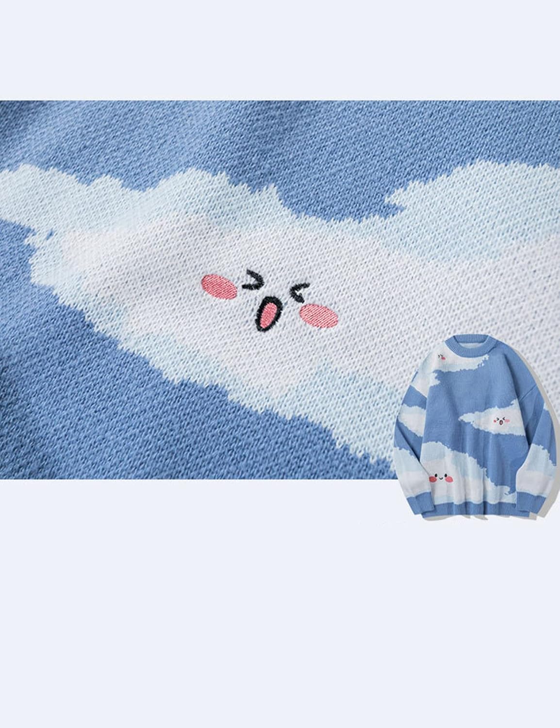 Gihuo Mens Sweater Vintage Cow Printed Sweater Pullover Sweaters Crewneck Oversized Kawaii Sweater Knit Tops Jumper - Image 4