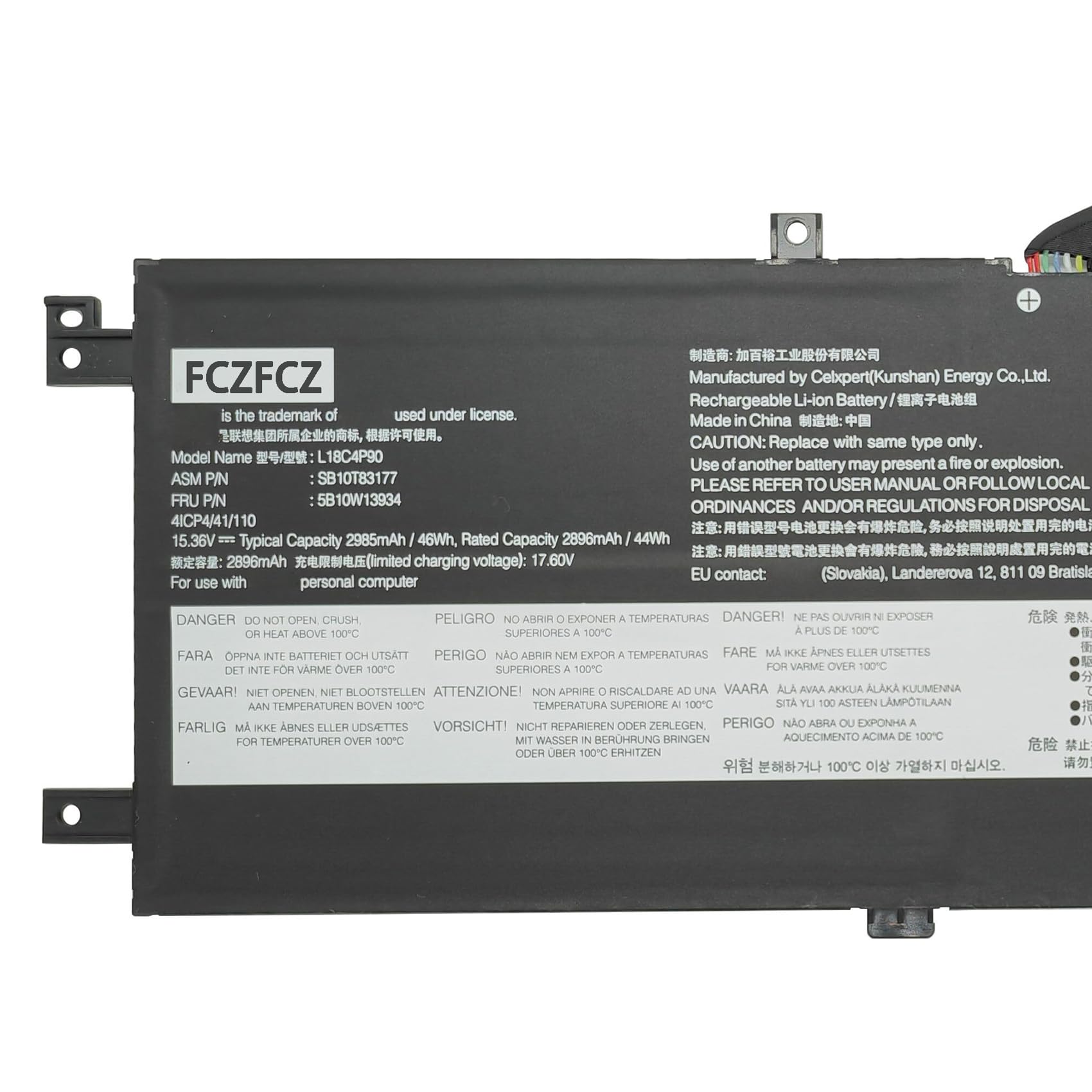 Amazon.com: FCZFCZ L18C4P90 Battery 46Wh Replacement for Lenovo