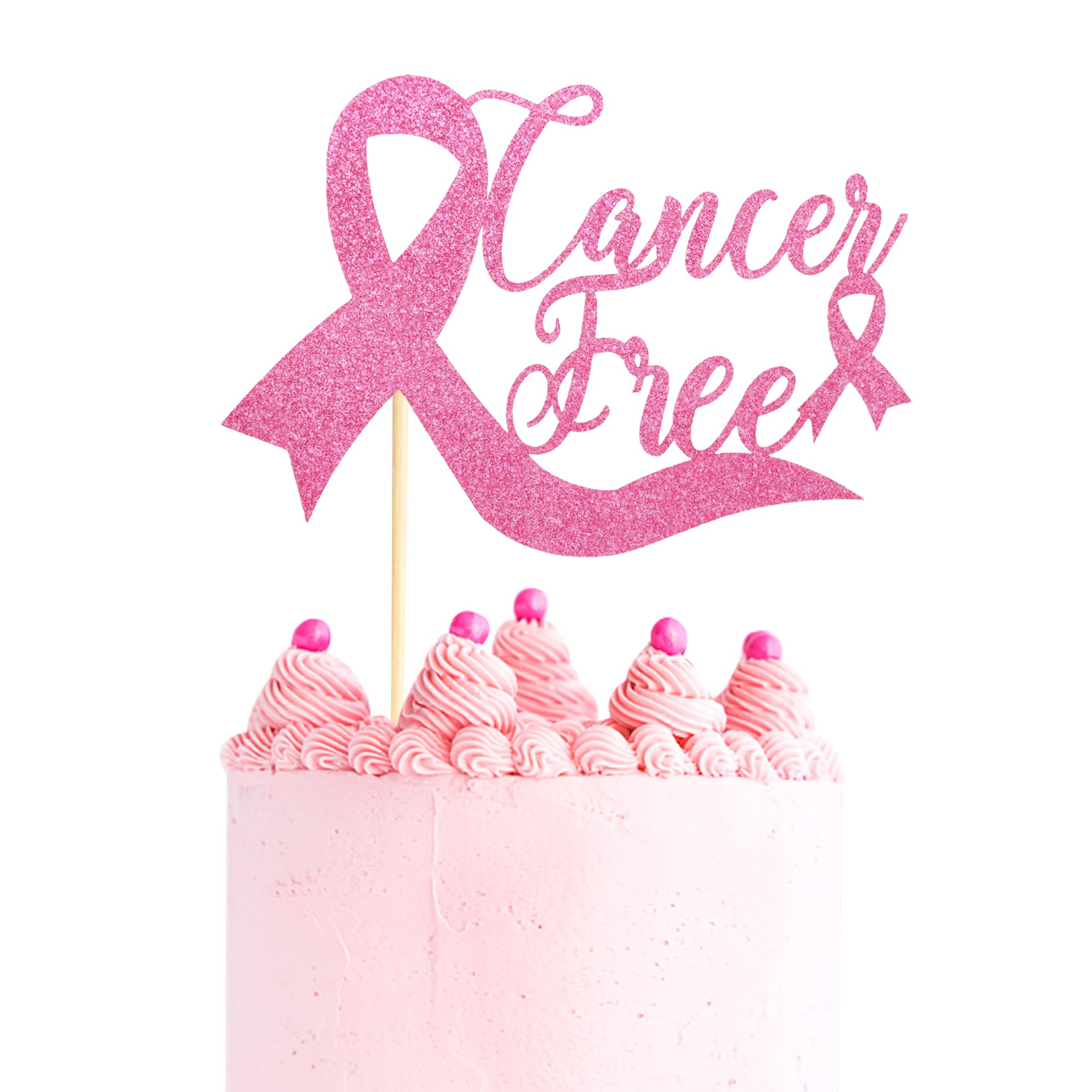 Kuchenaufsatz ‚Beautiful Warrior‘ – Rosa Band, Brustkrebs-Bewusstsein, Glitzer