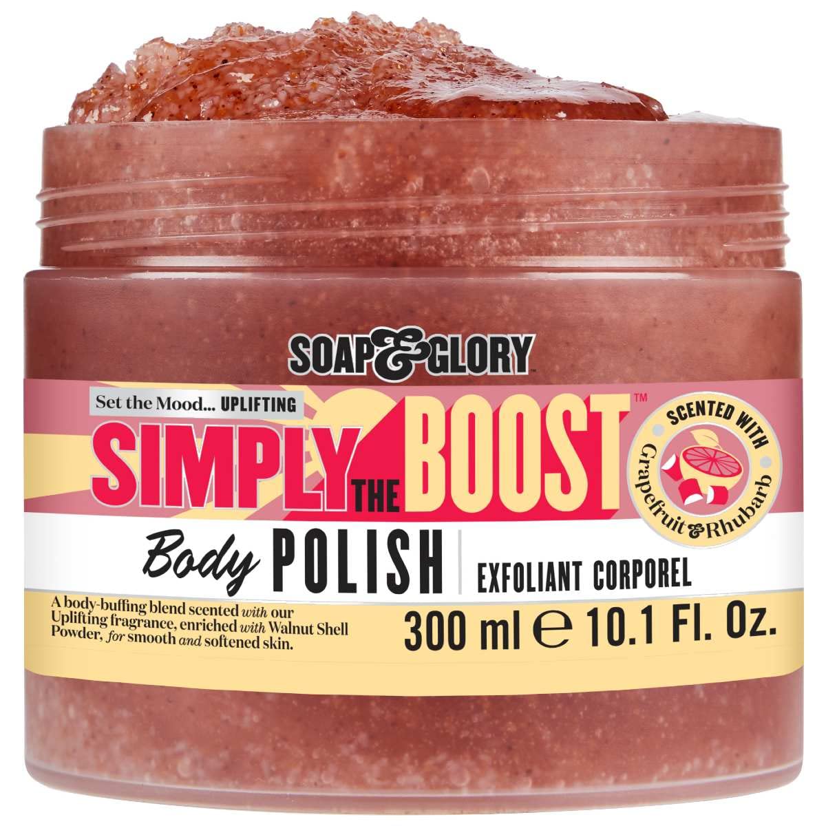 Soap & Glory Simply The Boost Exfoliating Body Scrub - Smoothing & Buffing Body Scrub - Body Polish with Vitamin B5, Vitamin C, & Vitamin E (300ml)