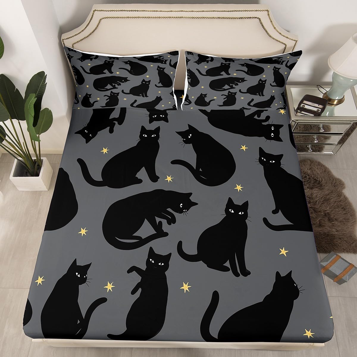 Erosebridal Black Magic Bed Sheets Set Twin Size American Black Sheet Set  Cute Afro Black Princess, image size:1200x1200