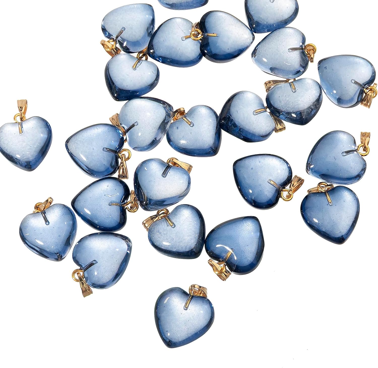LUBINGSHINE 24pcs Heart Glass Pendants, Hearts Crystal Charms Pendant for Valentine's Day Necklace Bracelet Earrings Jewelry Making - Image 2