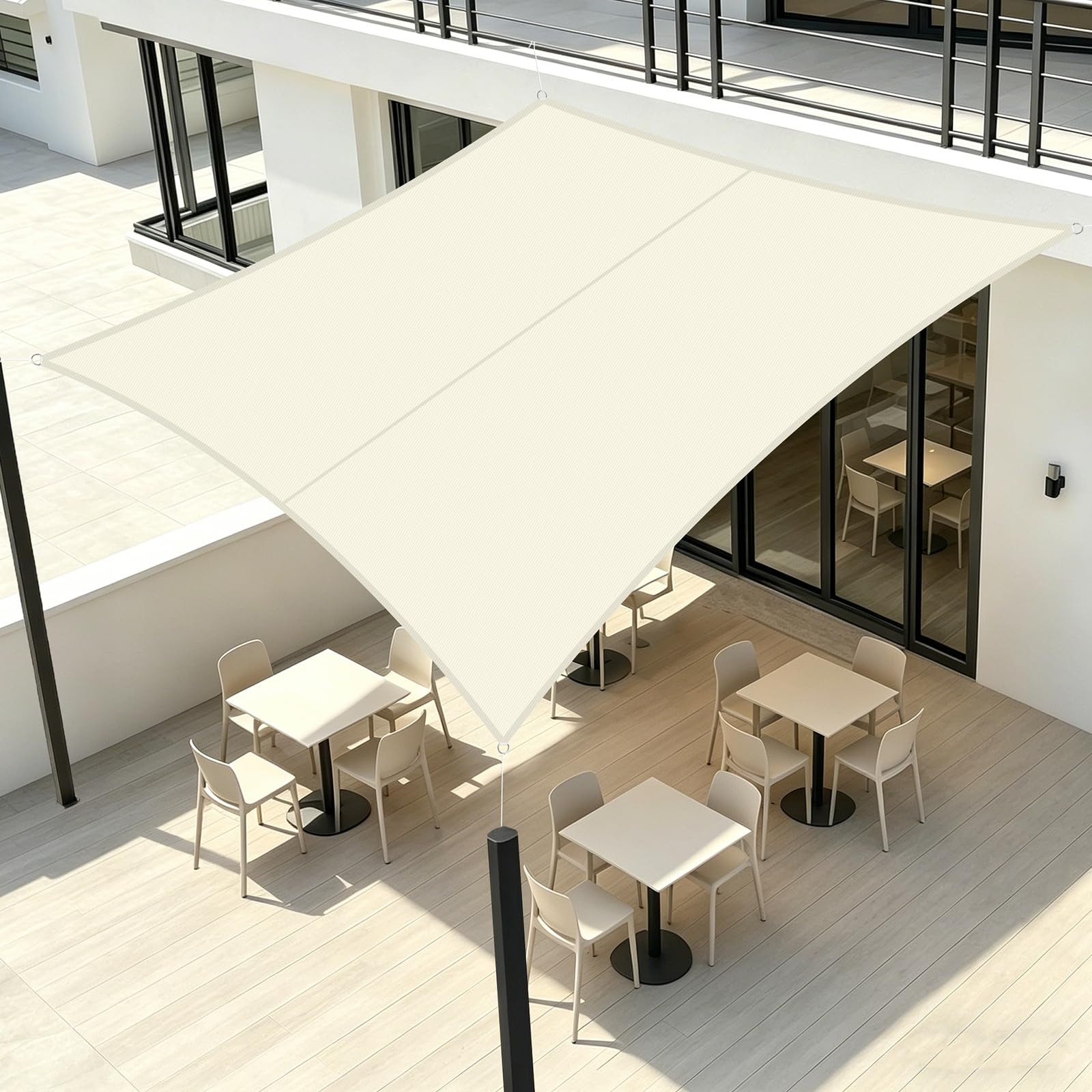 LOVE STORY Toldo Vela Rectangular 2x4m, Vela de Sombra Impermeable Oxford, Protección Rayos UV Toldos para Exterior Patio Jardín Terrazas, Crema