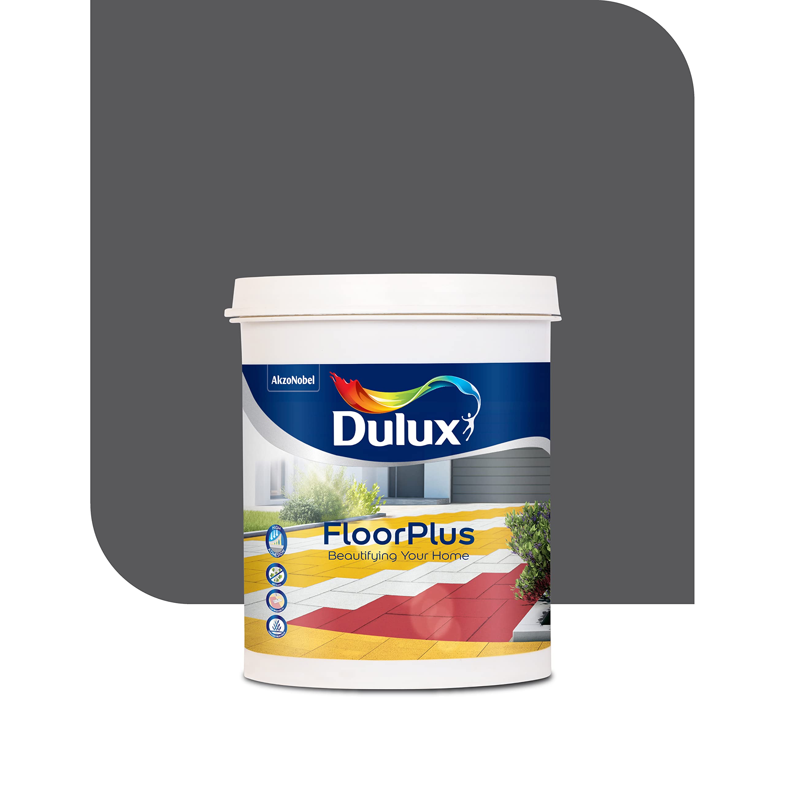 Dulux FloorPlus for Floor Coat | DIY, Quick Drying with High Adhesion,Washability & Abrasion Resistance | Water Based Emulsion- 1L (Gun Grey)