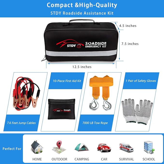 Kit de Emergencia Vial STDY para Coche, Camioneta, 12V miniatura 2