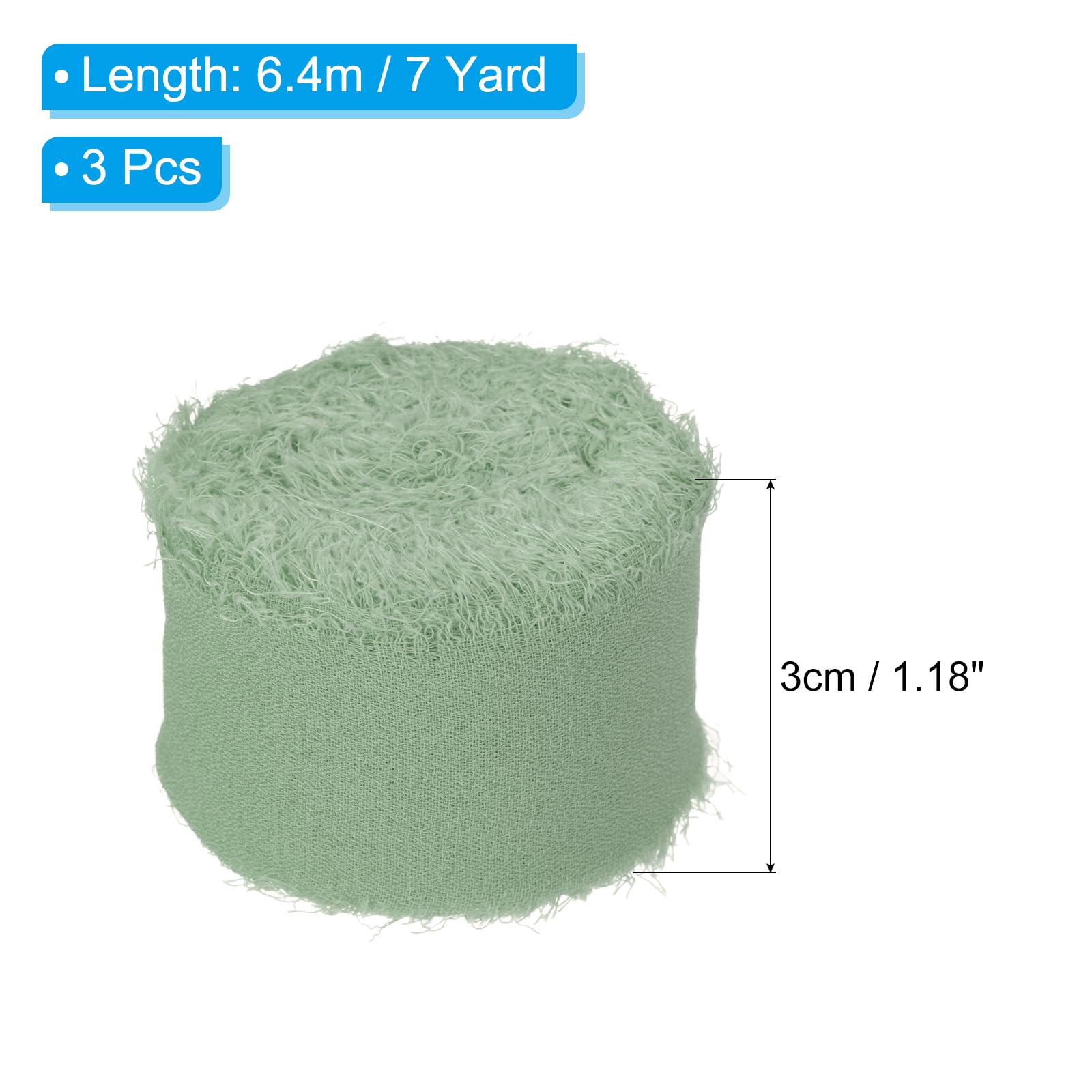 PATIKIL 1" x 7 Yards Chiffon Silk Ribbon, 3 Rolls Handmade Fringe Fabric for Wedding Invitations Bridal Bouquet - Image 2