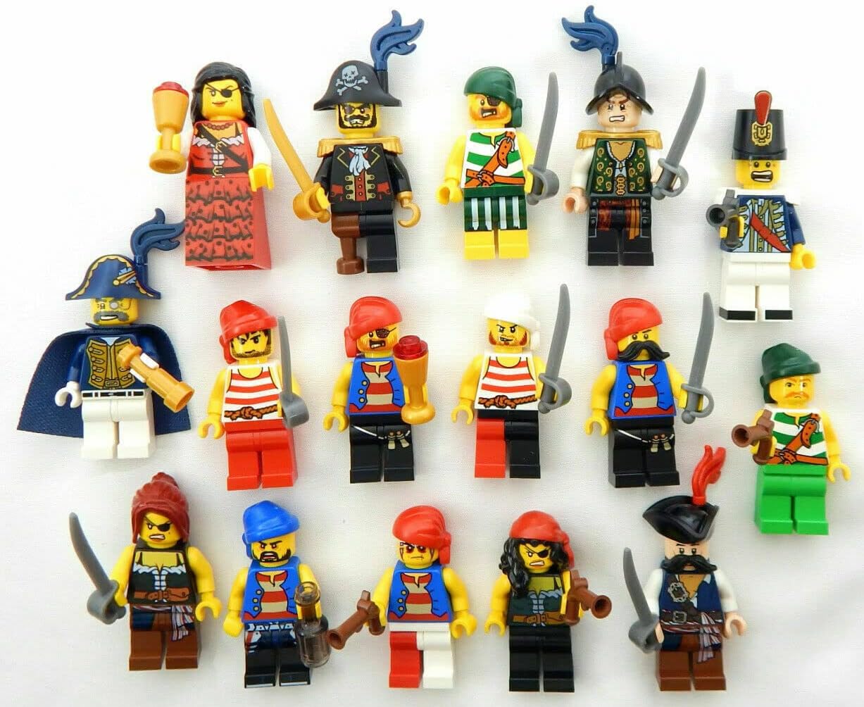 Booster Bricks 3 New Random Lego Pirate Minifigure - with Random Accessory Mystery Pack Minifigs