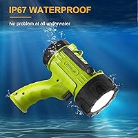 Vista 3 de YIERBLUE Rechargeable Spotlight Flashlight with 100,000 High Lumen LED, IP67 Waterproof Long Running Spot Light searchlight, Impact Resistant Red