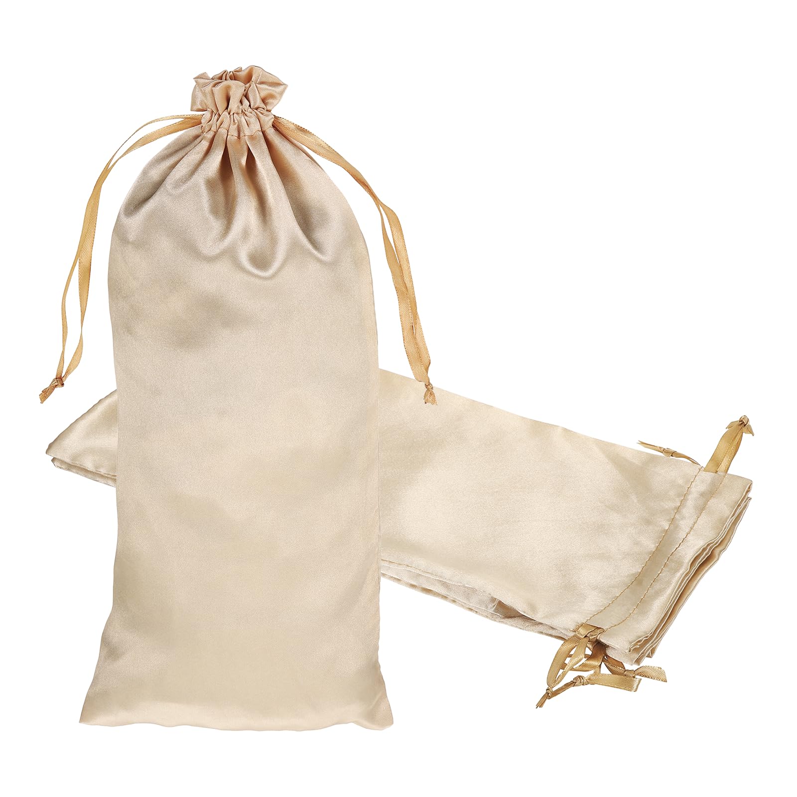 PATIKIL Satin Drawstring Favor Bags 35x15cm Champagne 3Pcs Gift Bags