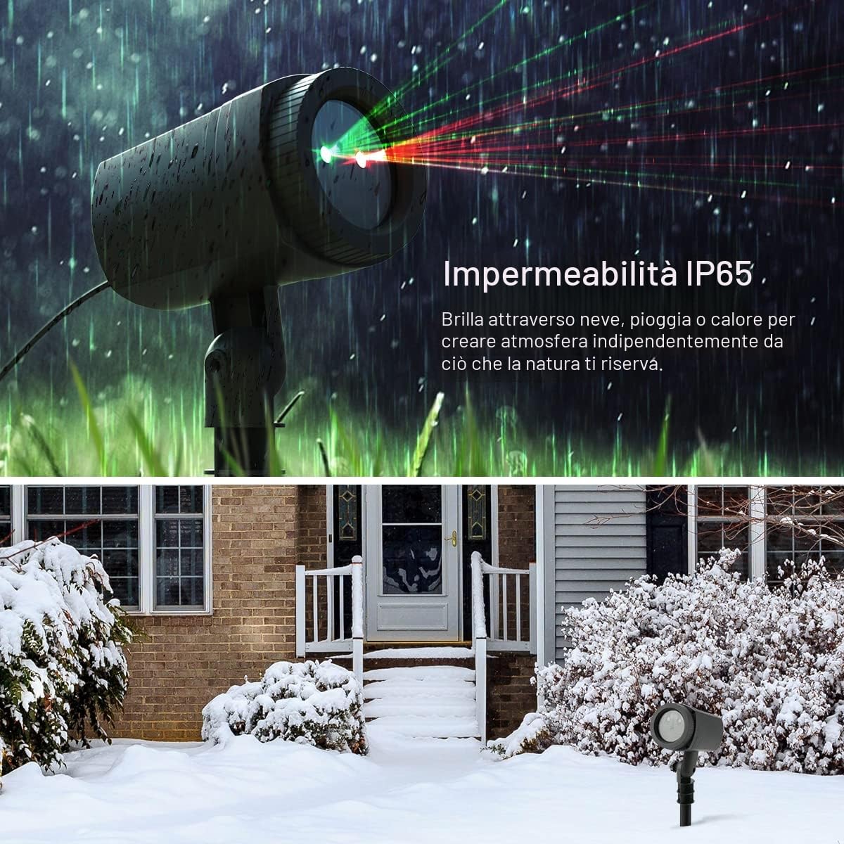 Proiettore Luci Natale per Esterno con Telecomando, Proiettore Natale con Rosso e Verde 16 Motivi di Decorazione Natalizia, IP65 Impermeabile per Decorazioni da Giardino per Feste in Cortile