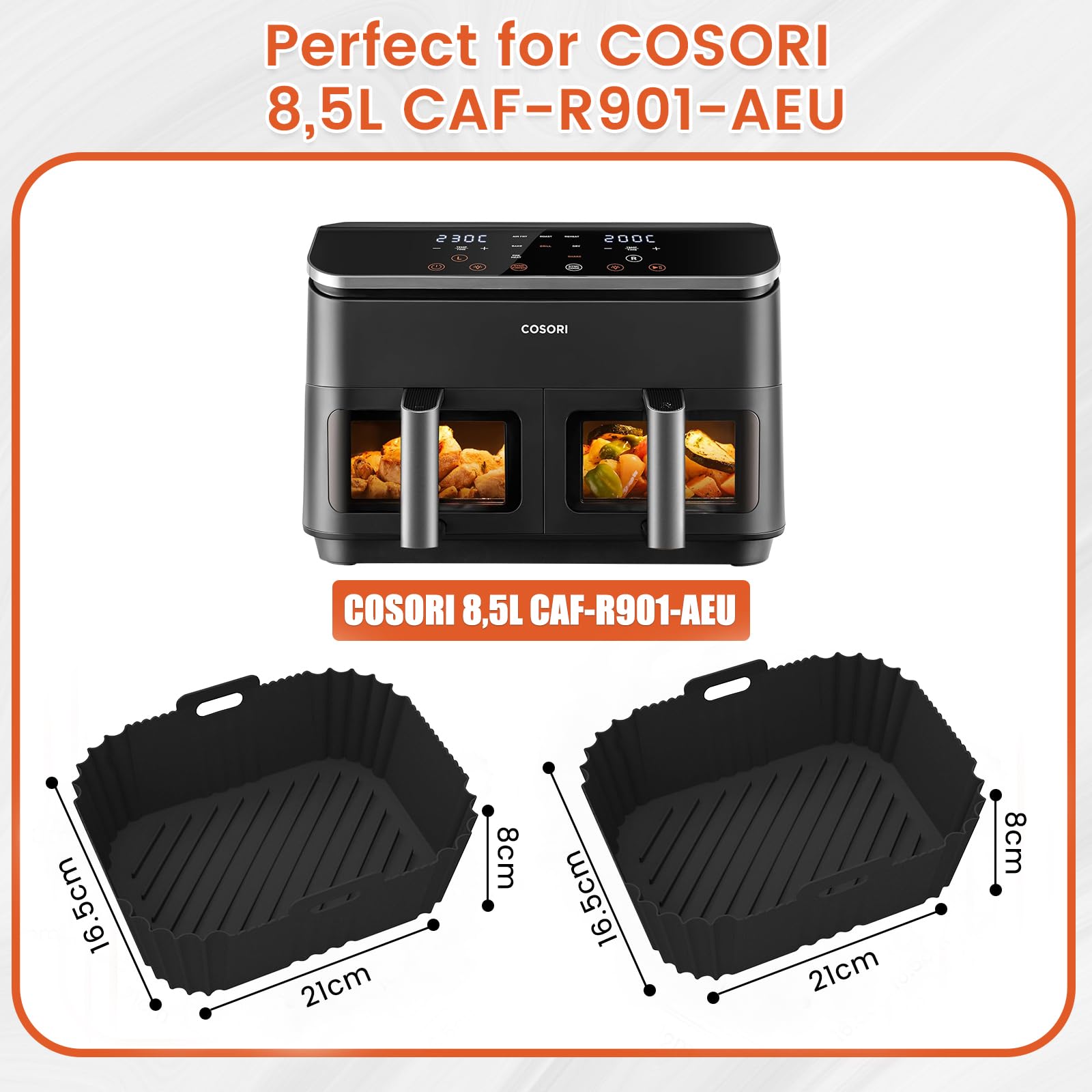 Set Accessori Friggitrice Ad Aria Cosori - 2 Stampi Silicone, Carta