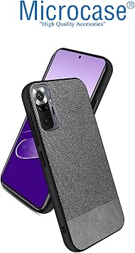 Microcase Xiaomi Redmi Note 10 Pro Max Fabrik Serisi Kumaş ve Deri Desen Kılıf - Gri