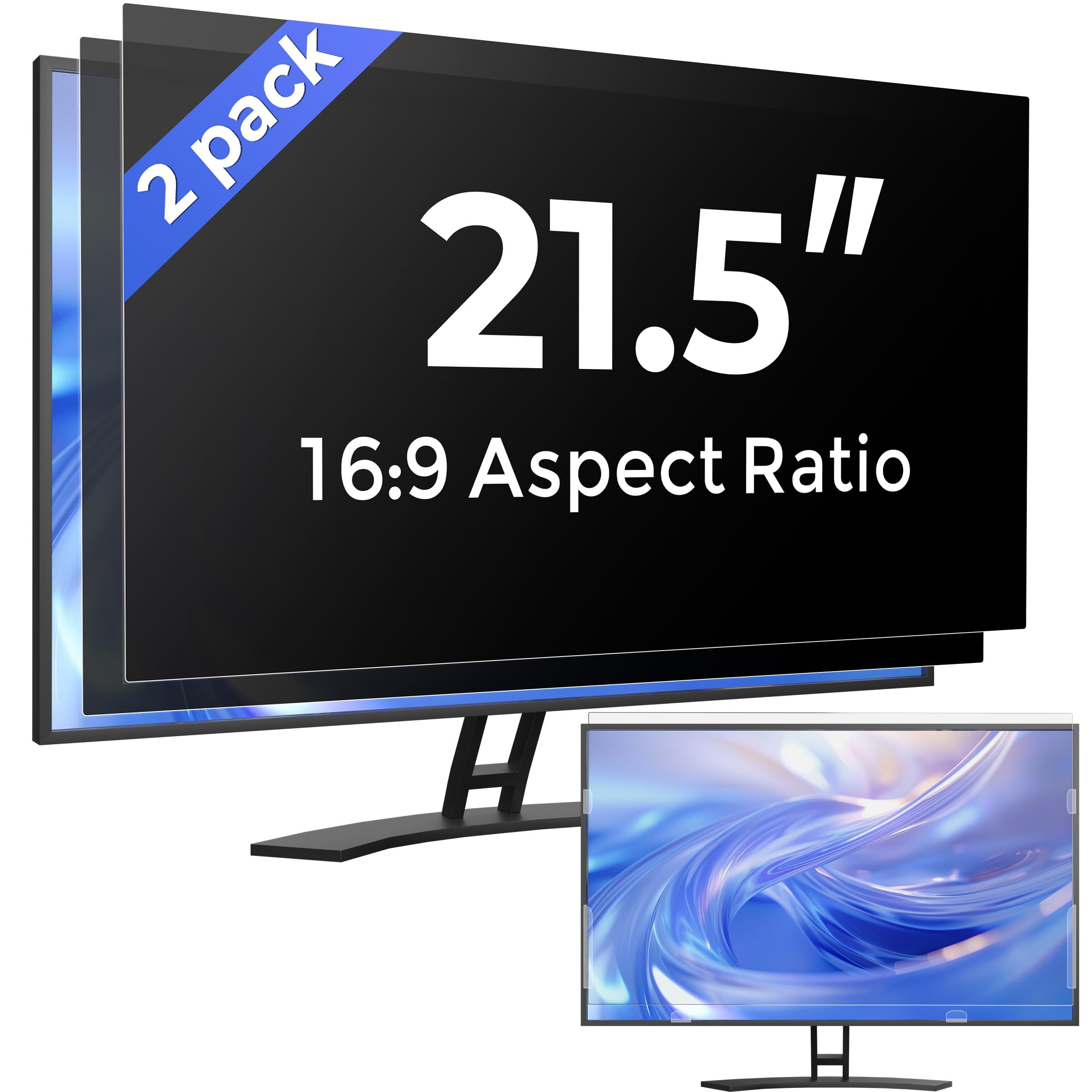 [2 Pack] 21.5 Inch Computer Privacy Screen Filter for Monitor 16:9 Aspect Ratio, Eye Protection Anti Blue Light Privacy Shield and Anti-Glare