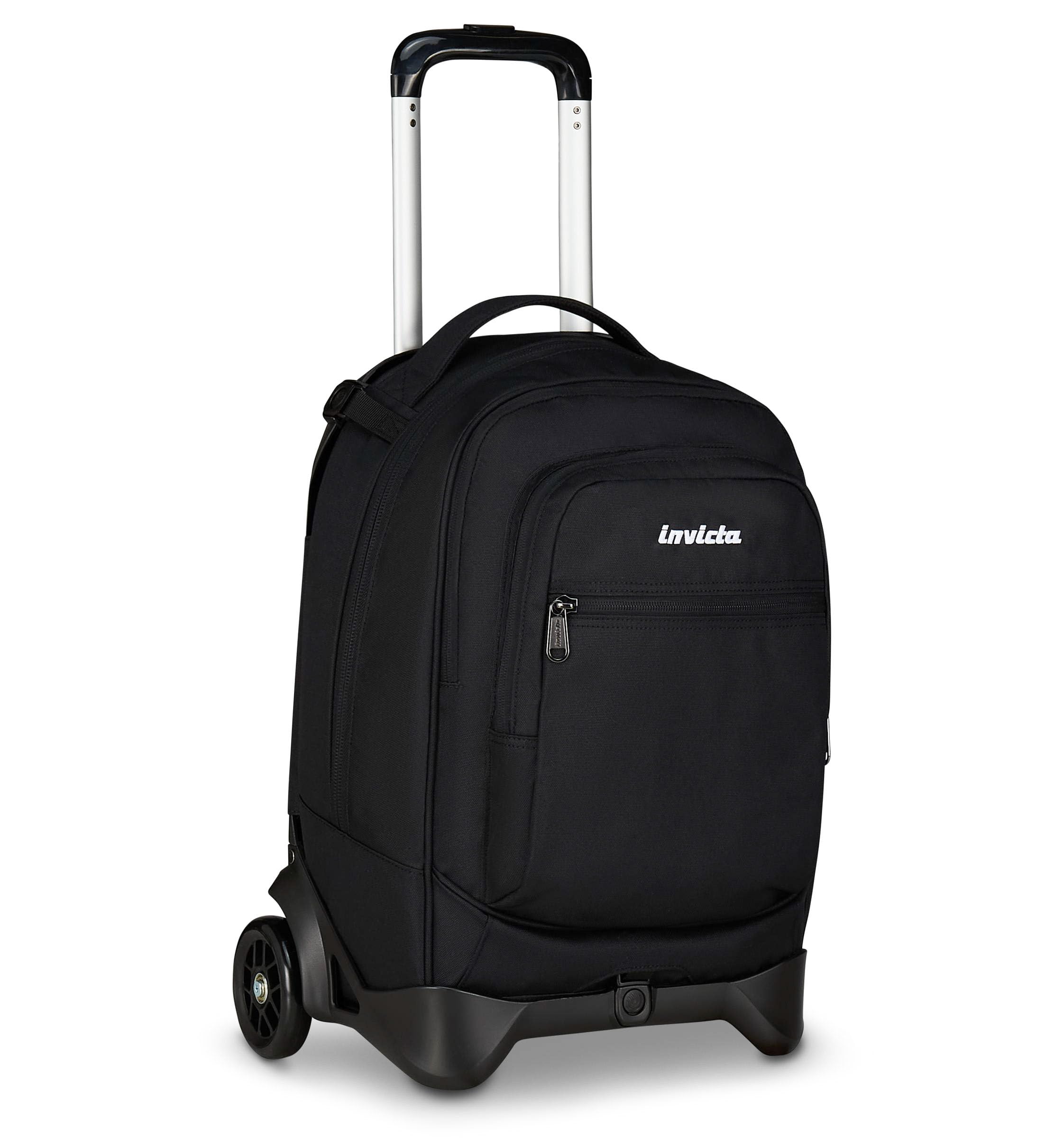Invicta Trolley Scuola Plug, Nero, 3 in 1, Zaino Doppio Scomparto Con Carrello Sganciabile, Tasca Per PC, Tasca Per Borraccia, 34 lt, Scuola Media e Superiore, Viaggio, Zaino Ragazza, Ragazzo
