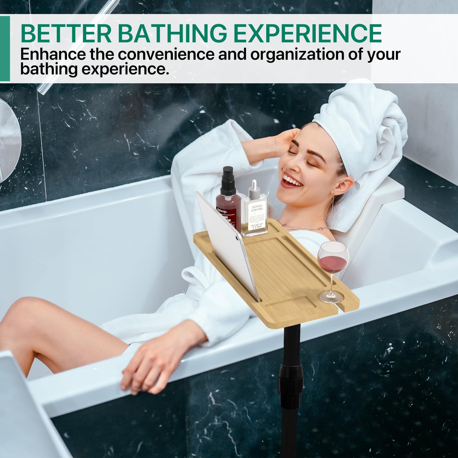 Bath Tub Tray Table, Bath Tray for Bathtub Adjustable Height ...