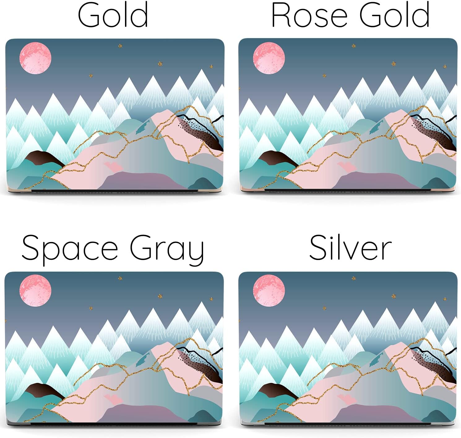 Mertak Hard Case Compatible with MacBook Pro 16 14 Air 15 13 inch M3 M2 M1 Mac 2024 2023 2022 2018 Mountains Nordic Cover Abstract Art Full Moon Scandinavian Plastic Protective Print Laptop