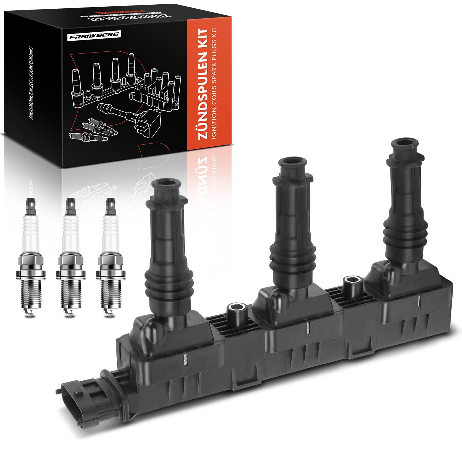Frankberg 1 bobina di accensione + 3 candele 1208306 | Compatibile con: Agila (A) H00, Corsa B S93, Corsa C X01, Corsa MK IB, Agila MK I H00, Corsa MK II (C) X01