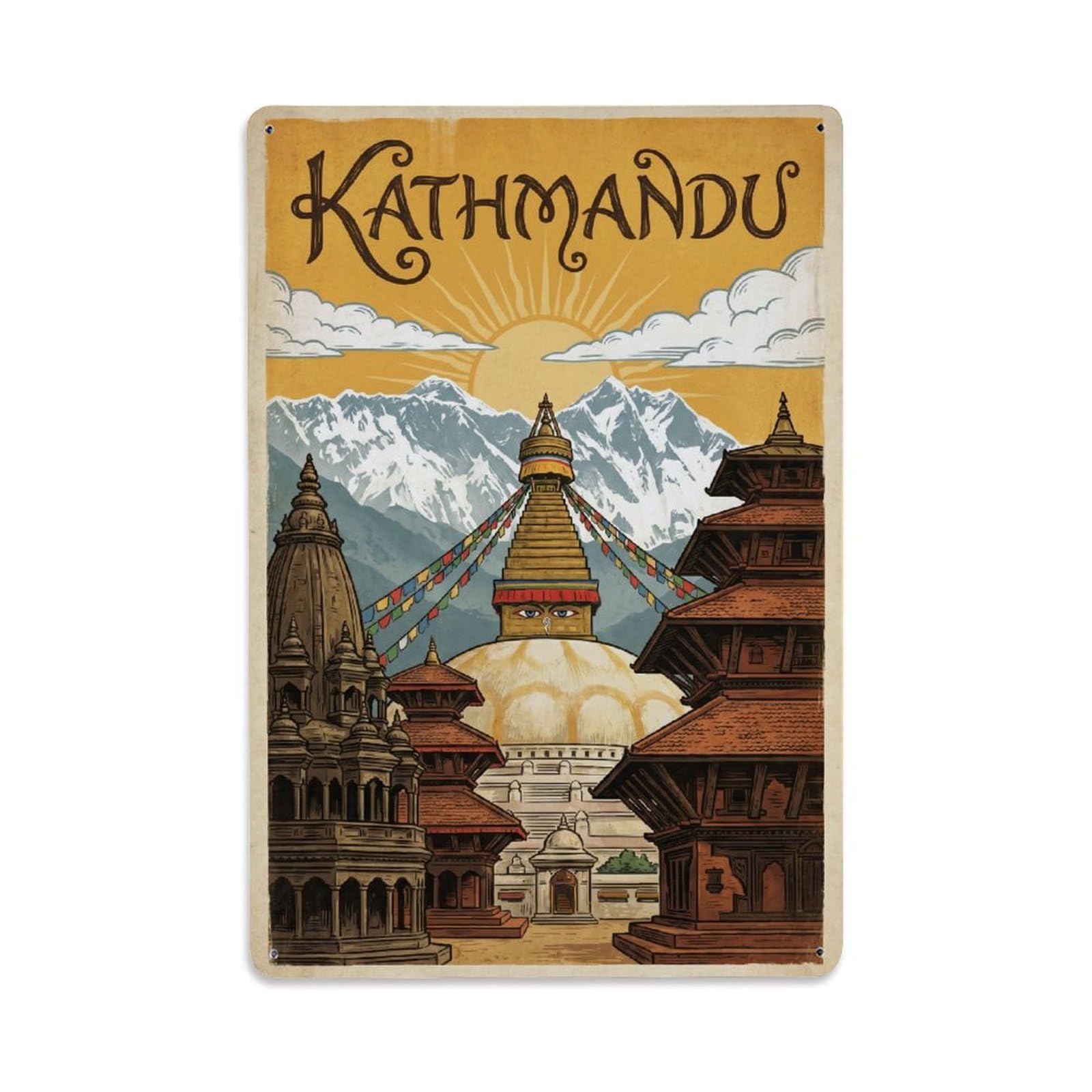 Metal Tin Sign Nepal Kathmandu Retro Travel