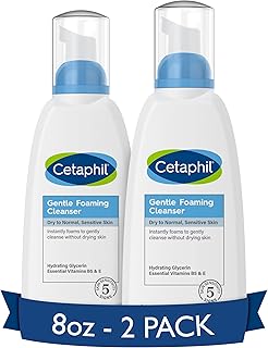 Cetaphil Oil Free Gentle Foaming Cleanser For Dry to Normal, Sensitive Skin, 8oz Pack of 2, Made with Glycerin and Vitamin...