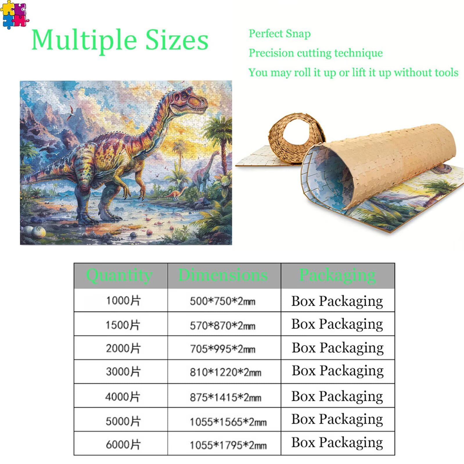 Puzzle 2000 sztuk, abstrakcyjne puzzle dinozaurów 2000 elementów dorośli i dzieci, wysokiej jakości artystyczna łamigłówka, 99,5x70,5 cm Klasyczna gra Puzzle dla dorosłych, prezent dla kobiety