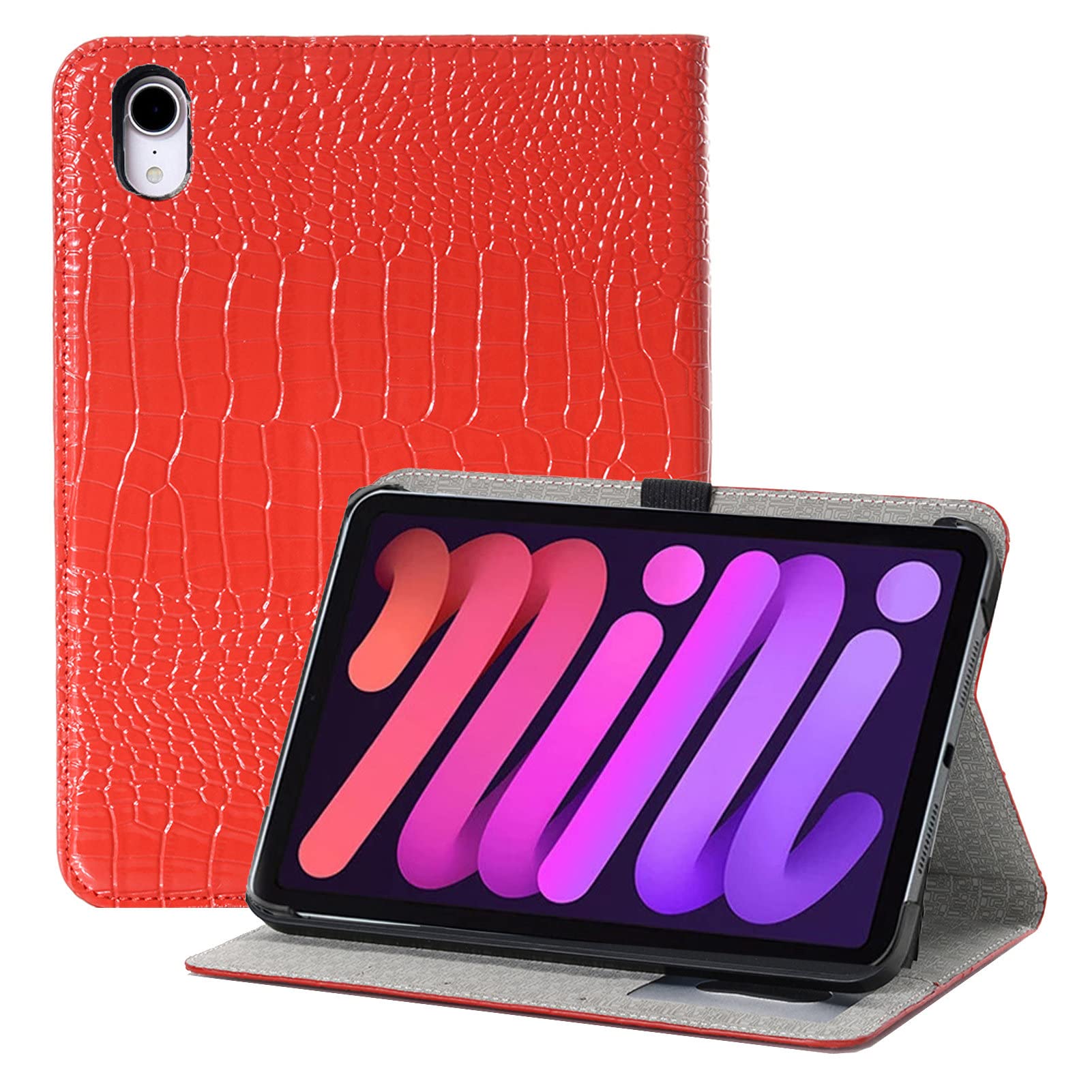 Compatible with iPad Mini6 Cases 8.3'' iPad Mini 6th Gen Cover, TechCode Premium PU Leather Protective Case Wallet with Card Slots Book Stand Cover for iPad Mini 6th Generation 8.3inch 2021 (Red)