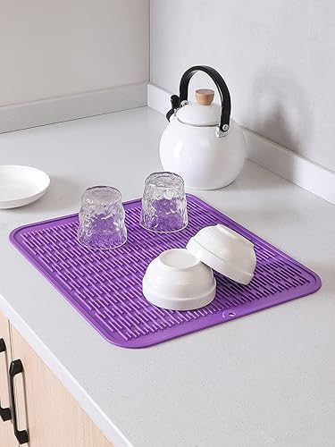 Miniatura 7 de MicoYang Tapete de silicona para secado de platos para múltiples usos, fácil de limpiar, ecológico, resistente al calor para encimera de cocina o