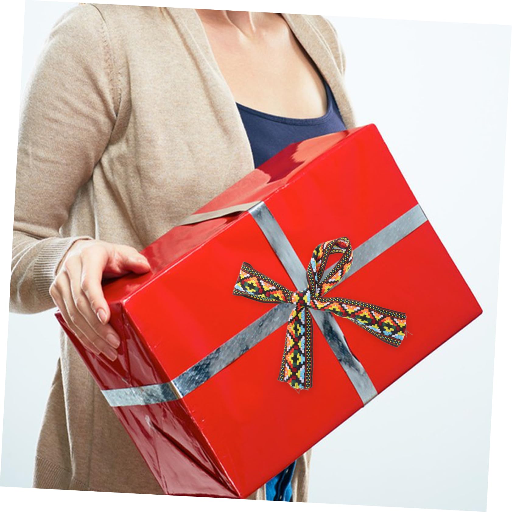 Gadpiparty 2 Rollen Ethnisches Jacquard Webband Rolle Dekoratives DIY Bastelband Zweifarbiges Langlebiges Geschenkverpackungsband Vielseitig für Party und Geschenkdeko Blau