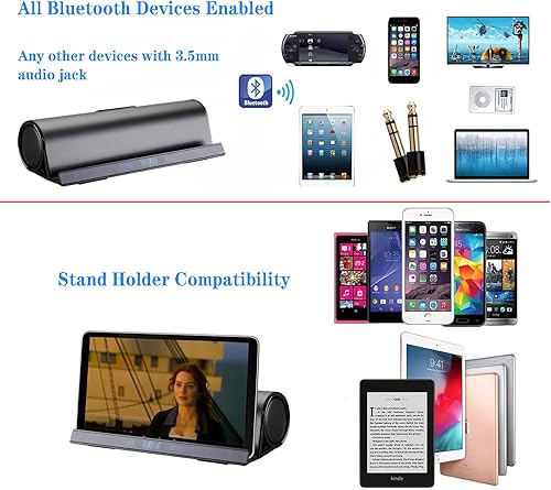 Miniatura 3 de DORNLAT Altavoces Bluetooth inalámbricos, soporte portátil para tableta para teléfono, altavoz estéreo de doble controlador para iPad, teléfono, al