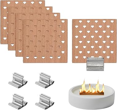 PATIKIL 5 Set 1.6x1.6 Inch Wood Wicks for Candles Making, Heart Shaped Hollow Natural Wooden Wick with Metal Clip Holders, DIY Candle Making Supplies Kit for Handmade Crafts