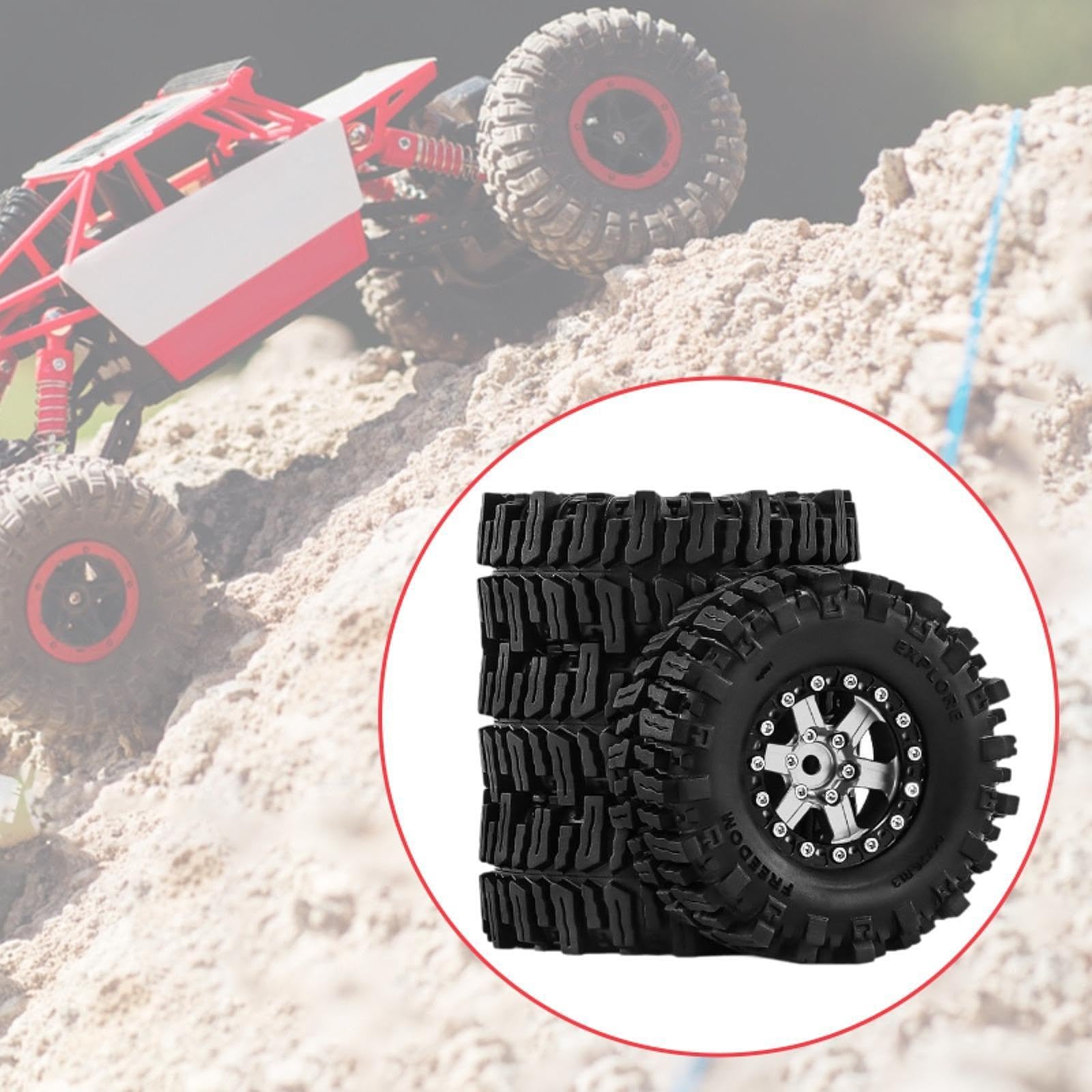 4 Pezzi Ruote Auto Giocattolo Pneumatici Parti Ricambio RC Resistenti in Alluminio Adatti per Modellismo Manutenzione Auto Radiocomandate, Argento