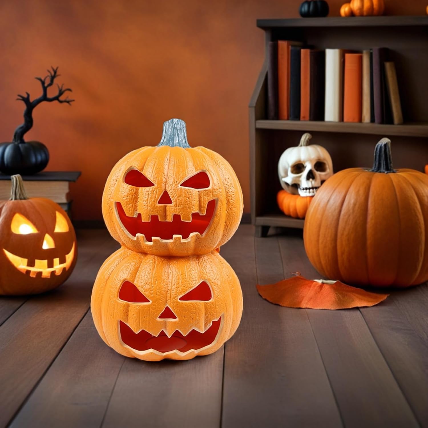 Gadpiparty Halloween Pumpkin Lantern Led Light Up Jack-O-Lantern Pumpkin Prop Halloween Tabletop Decoration for Decoration