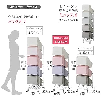 Amazon｜リス 分別 ゴミ箱 縦型4段 コンテナスタイルV CS5-80