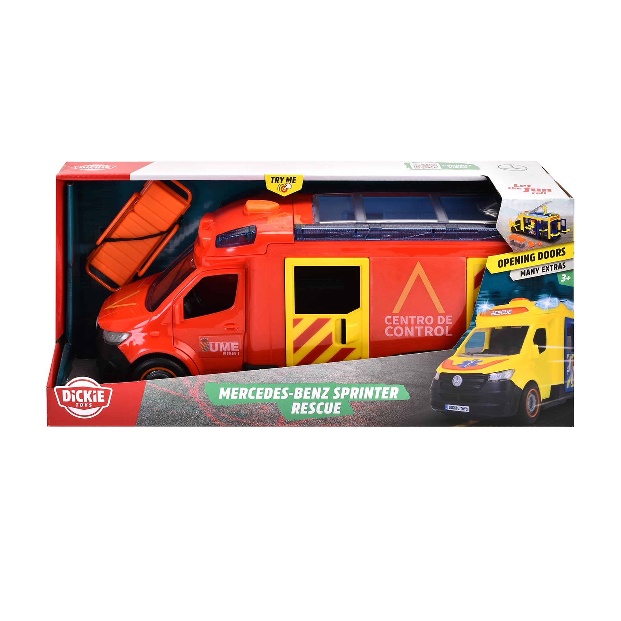 Dickie Toys - Centro di controllo delle emergenze UME, 35 cm, luce e suono, apertura delle porte, Furgone Veicolo Giocattolo Bambini Ragazze a partire dai 3 anni (203716025SI5)