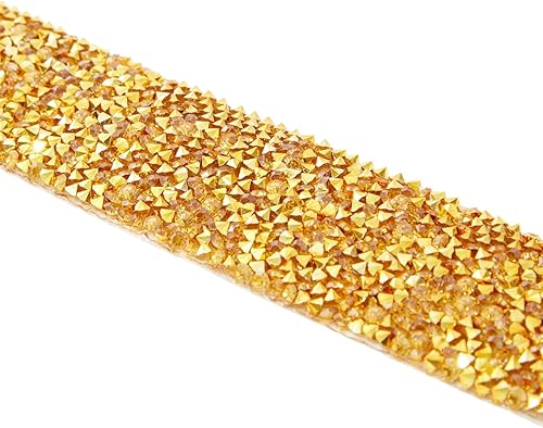 Miniatura 5 de Bright Creations 7 rollos de tiras adhesivas de diamantes de imitación de cristal para manualidades, decoración, regalos (4 tamaños, dorado) - Cinta