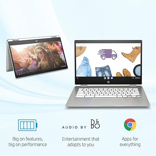 Miniatura 2 de HP Chromebook x360 - Laptop con pantalla táctil HD de 14 pulgadas, Intel Celeron N4000, 4 GB de RAM, 32 GB eMMC, cromado (14b-ca0010nr, cerámica