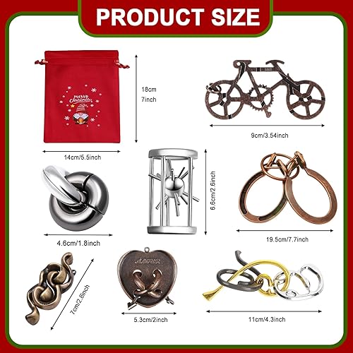 Miniatura 2 de Rompecabezas de metal para adultos con bloqueo de juguete, regalo para adultos y adolescentes, divertidos rellenos de calcetines de Navidad (9