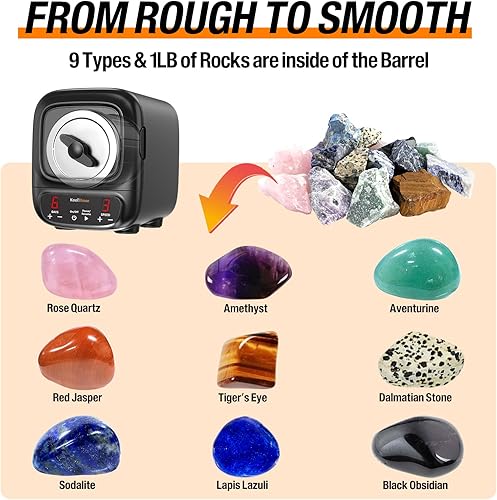 Miniatura 5 de Kit de vaso de roca profesional extra grande de 3 libras, reducción de ruido y pulidor de rocas con motor sin escobillas para adultos y niños,