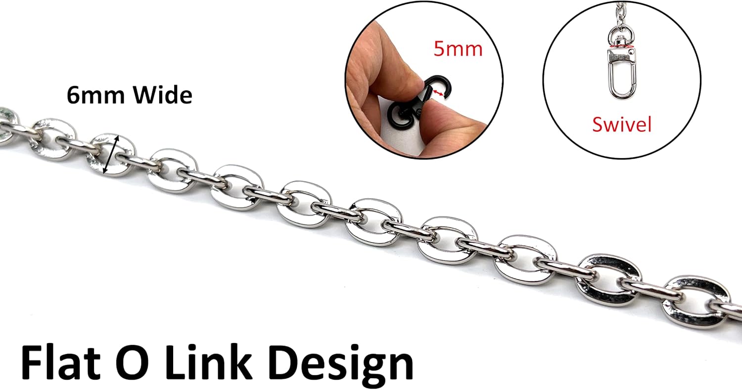 Light Gold Metal Flat Oval Link Purse Chain Strap with Lobster Clasps 32 Inch Replacement Chain Handle for Handbags Clutches Crossbody & Shoulder Bags - Image 4