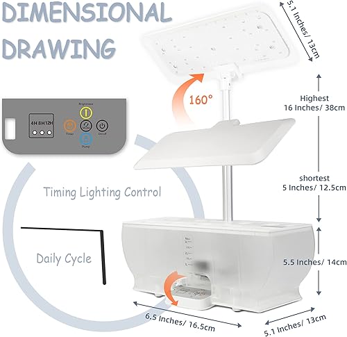 Miniatura 3 de Sistema de cultivo hidropónico, 9 vainas, jardín interior con 100 LED de luz de cultivo y bomba de agua, kit de maceta de jardín para hierbas,