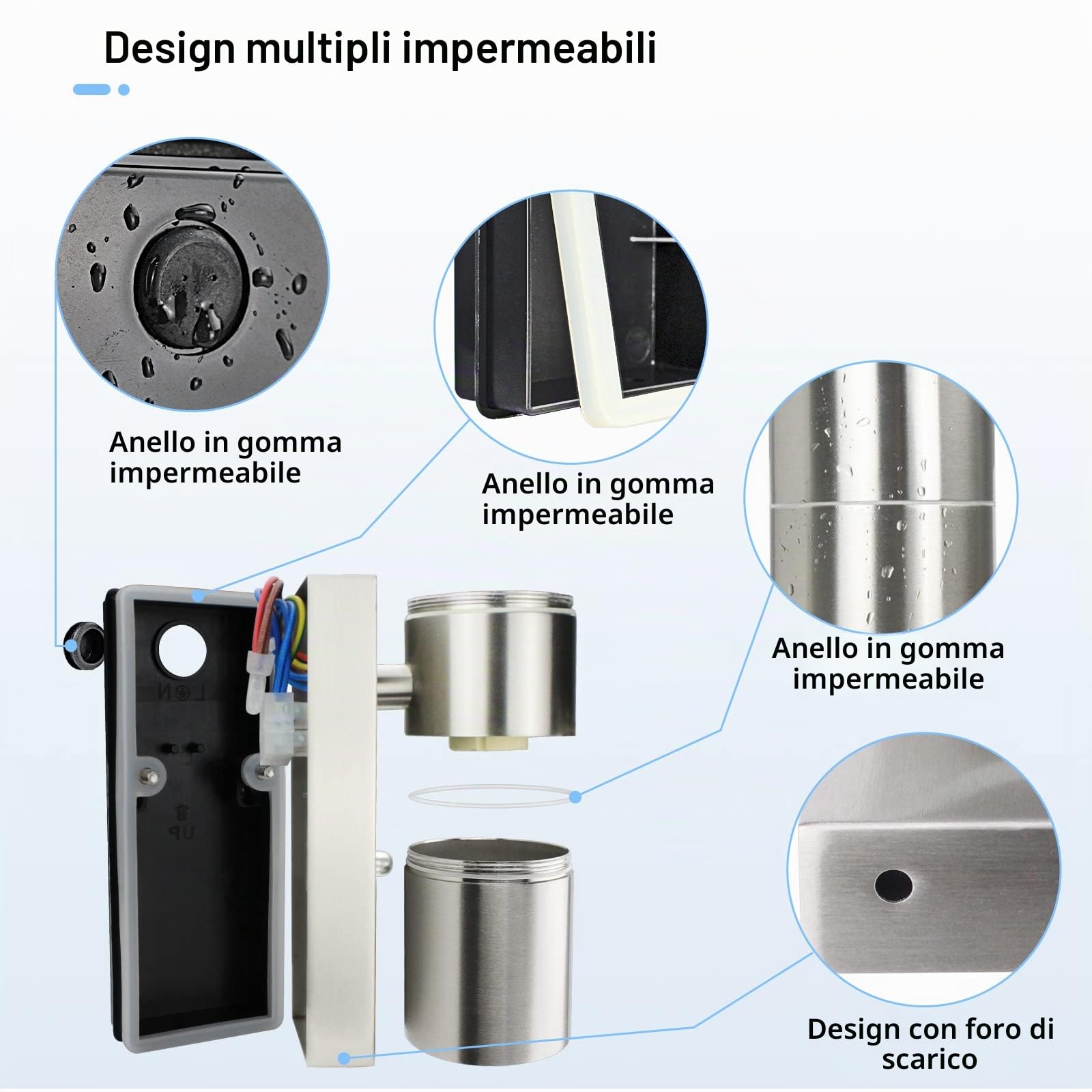 Applique Led In Acciaio Inox, Illuminazione Moderna Per Esterni Con Interruttore Crepuscolare Ip44 Illuminazione Verso L'Alto E Verso Il Basso Per, Incl. Lampadina Gu10 5w 500lm Bianco Caldo