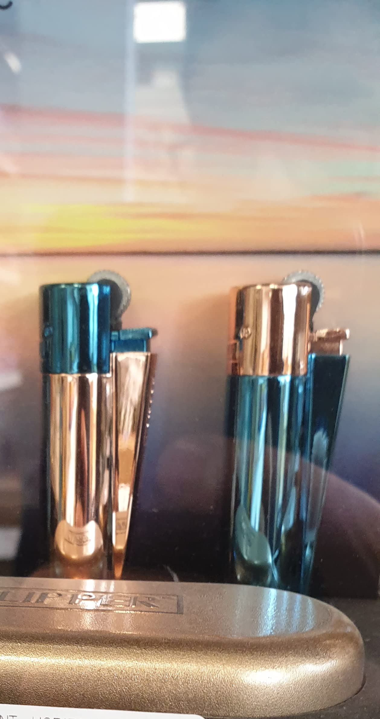 Metal Clipper Lighters - Horizons - METALLIC SHINNY TOUCH METAL SHINNY LOOK Refillable CIG lighter WITH FREE TIN Box (Assorted Colour Send