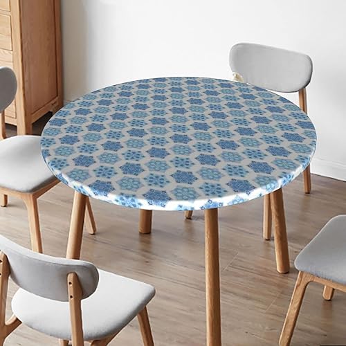 Miniatura 2 de Mantel redondo de mandala azul, para interiores, cocina, comedor, fiesta o al aire libre, resistente al aceite, a las manchas, mantel redondo